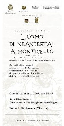 Presentazione del libro L'UOMO DI NEANDERTAL A MON Presentazione del libro L'UOMO DI NEANDERTAL A MON