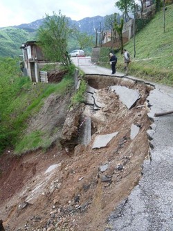 Aperto il cantiere per sistemare la frana di Recoa